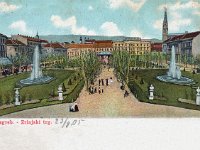 Zrinjevac, 1905. godina, kolorirana razglednica